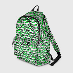 Рюкзак Зелёно-белый узор на чёрном фоне