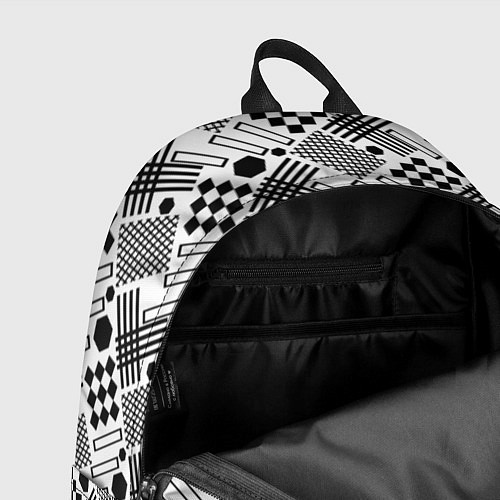 Рюкзак Современный черно белый геометрический узор / 3D-принт – фото 4