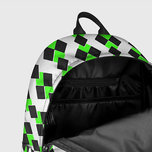 Рюкзак Чёрные и зелёные ромбы на белом фоне / 3D-принт – фото 4