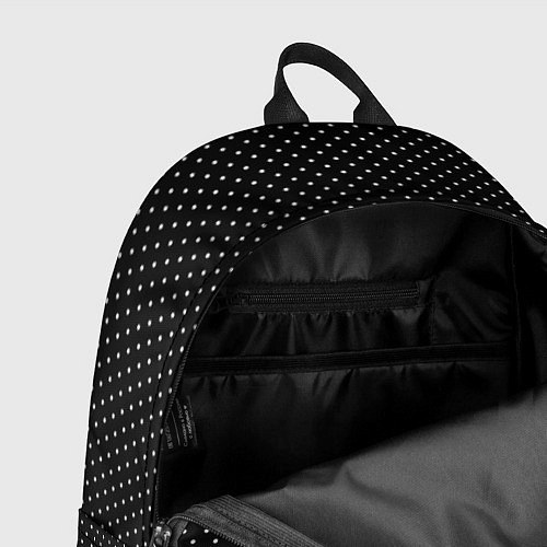 Рюкзак Чёрный в белый маленький горошек / 3D-принт – фото 4