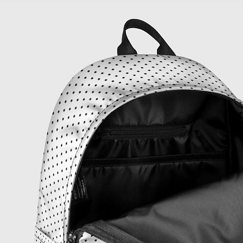 Рюкзак Белый в чёрный маленький горошек / 3D-принт – фото 4
