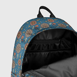 Рюкзак Цветочный узор в стиле бохо на синем, цвет: 3D-принт — фото 2