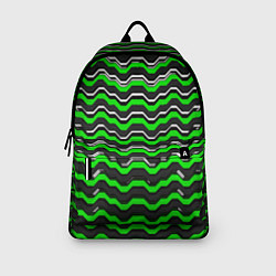 Рюкзак Белые и зелёные полосы на чёрном фоне, цвет: 3D-принт — фото 2