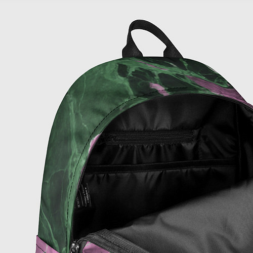 Рюкзак Мрамор темно-зеленый с розовым / 3D-принт – фото 4