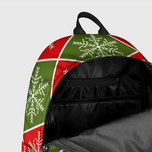 Рюкзак Рождественский паттерн со снежинками в ромбах / 3D-принт – фото 4