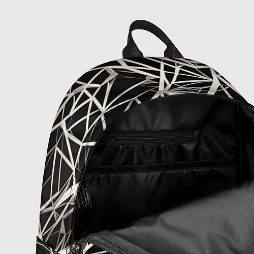 Рюкзак Белые хаотичные линии на чёрном фоне / 3D-принт – фото 4