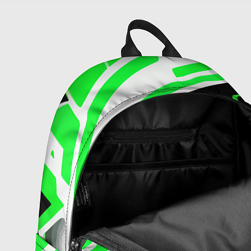 Рюкзак Зелёно-белые полосы и чёрный фон / 3D-принт – фото 4