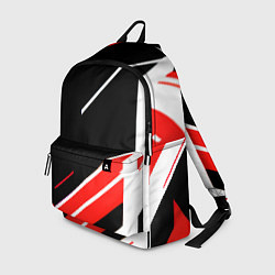 Рюкзак Бело-красные полосы на чёрном фоне, цвет: 3D-принт