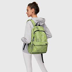 Рюкзак Зеленый цветочный - паттерн смайлики, цвет: 3D-принт — фото 2