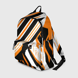 Рюкзак Чёрно-оранжевые полосы на белом фоне