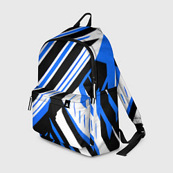 Рюкзак Чёрно-синие полосы на белом фоне