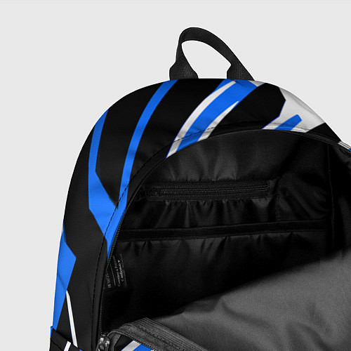 Рюкзак Чёрно-синие полосы на белом фоне / 3D-принт – фото 4