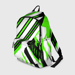 Рюкзак Чёрно-зелёные полосы на белом фоне, цвет: 3D-принт