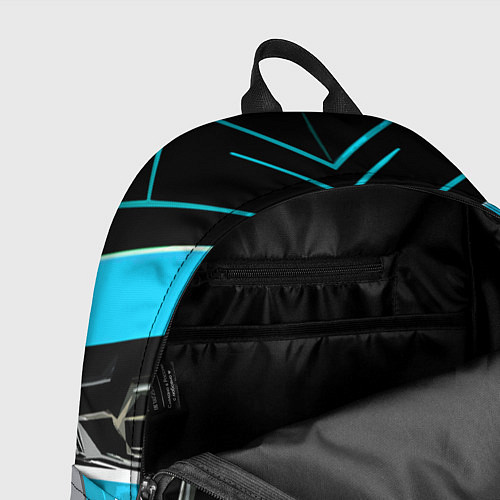 Рюкзак Серо-голубые полосы на чёрном фоне / 3D-принт – фото 4