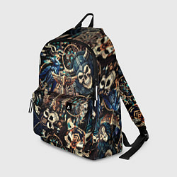 Рюкзак Викинг-череп ворон, руны и молот Тора, цвет: 3D-принт