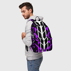 Рюкзак Бело-фиолетовые линии на чёрном фоне, цвет: 3D-принт — фото 2