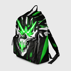 Рюкзак Абстрактный белый череп и зелёные полосы, цвет: 3D-принт