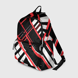 Рюкзак Красно-белые линии на чёрном фоне, цвет: 3D-принт
