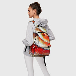 Рюкзак Красно-белая волнистая абстракция, цвет: 3D-принт — фото 2