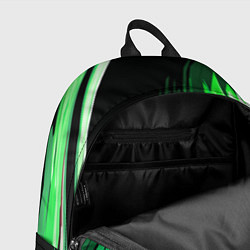 Рюкзак Зелёно-белая абстракция на чёрном фоне, цвет: 3D-принт — фото 2
