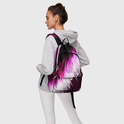 Рюкзак Бело-розовые острые полосы на чёрном фоне, цвет: 3D-принт — фото 2