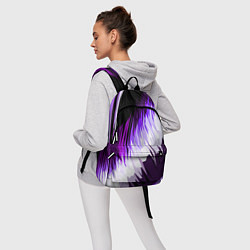 Рюкзак Бело-фиолетовые острые полосы на чёрном фоне, цвет: 3D-принт — фото 2