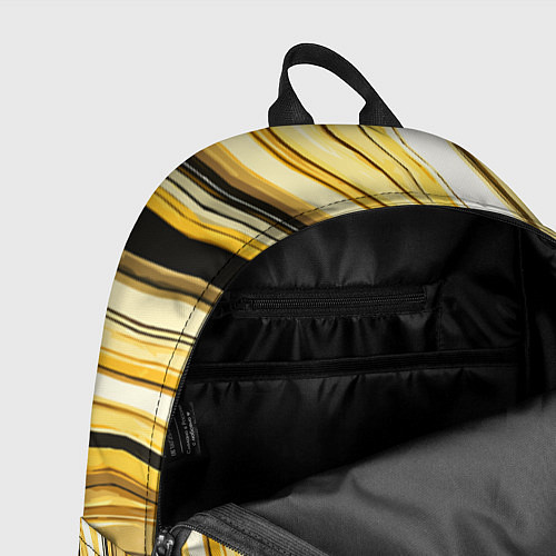 Рюкзак Волнистые вертикальные чёрно-жёлтые полосы / 3D-принт – фото 4