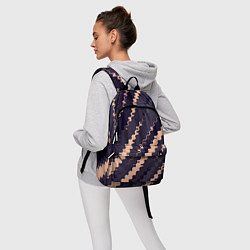 Рюкзак Фиолетовый с бежевым искажённые полосы, цвет: 3D-принт — фото 2