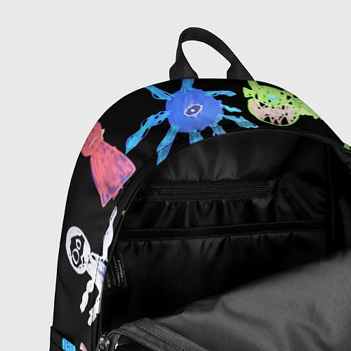 Рюкзак Яркие монстры на черном фоне / 3D-принт – фото 4
