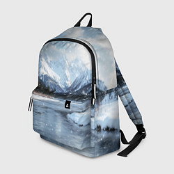 Рюкзак Снежный горный пейзаж с елями и рекой, цвет: 3D-принт