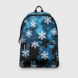Рюкзак Стилизованный паттерн со снежинками тёмно-синий, цвет: 3D-принт — фото 2