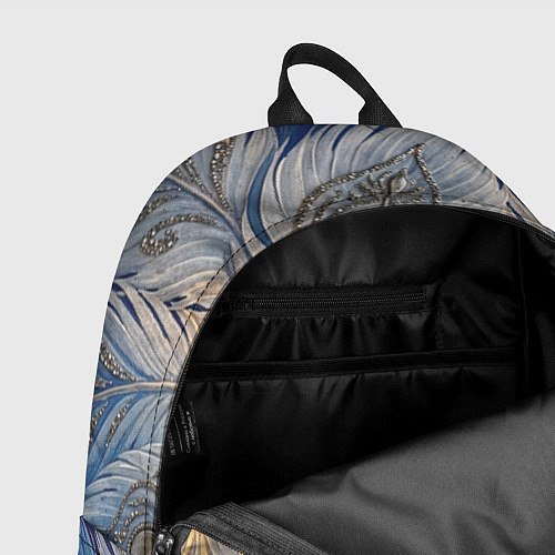 Рюкзак Синие перья с самоцветами / 3D-принт – фото 4