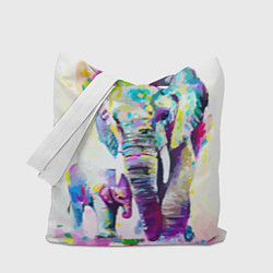 Сумка-шопер Акварельные слоны, цвет: 3D-принт