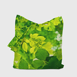Сумка-шопер Зелёные листья, цвет: 3D-принт