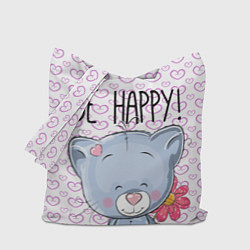 Сумка-шопер Cat: Be Happy, цвет: 3D-принт