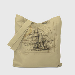 Сумка-шоппер Старая карта и корабль