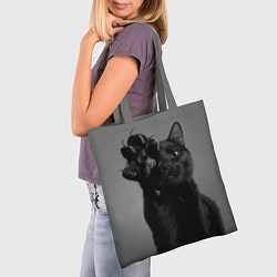 Сумка-шопер Черный котик, цвет: 3D-принт — фото 2