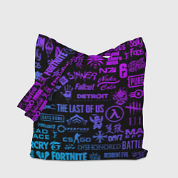 Сумка-шопер Неоновые лого игр, цвет: 3D-принт