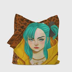 Сумка-шопер Billie Eilish: Turquoise Hair, цвет: 3D-принт