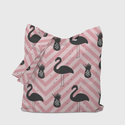 Сумка-шопер Черный фламинго арт, цвет: 3D-принт