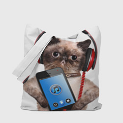 Сумка-шопер Кот в наушниках, цвет: 3D-принт