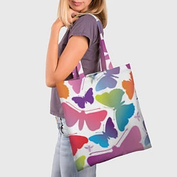 Сумка-шопер Разноцветные бабочки, цвет: 3D-принт — фото 2