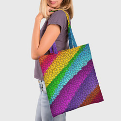 Сумка-шопер Яркая мозаика радуга диагональ, цвет: 3D-принт — фото 2