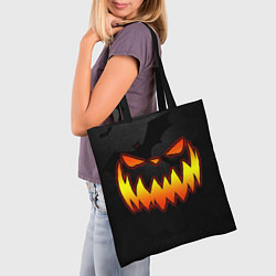 Сумка-шопер Pumpkin smile and bats, цвет: 3D-принт — фото 2