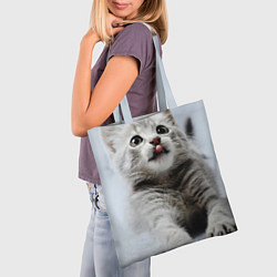 Сумка-шопер Серый котенок, цвет: 3D-принт — фото 2