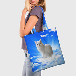 Сумка-шопер Кот в облаках, цвет: 3D-принт — фото 2