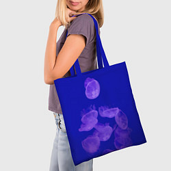 Сумка-шопер Медузы в синей глубине, цвет: 3D-принт — фото 2