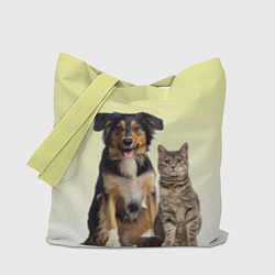 Сумка-шопер Кошка и собака друзья, цвет: 3D-принт