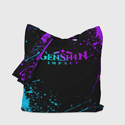 Сумка-шопер GENSHIN IMPACT NEON LOGO, цвет: 3D-принт