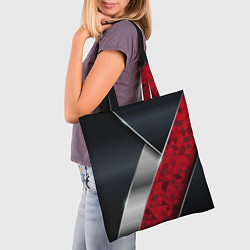 Сумка-шопер 3D BLACK AND RED METAL, цвет: 3D-принт — фото 2